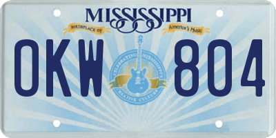 MS license plate OKW804