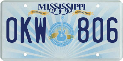 MS license plate OKW806