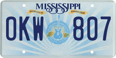 MS license plate OKW807