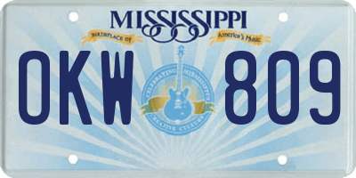 MS license plate OKW809