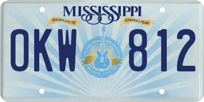 MS license plate OKW812