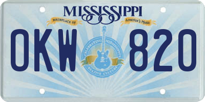 MS license plate OKW820