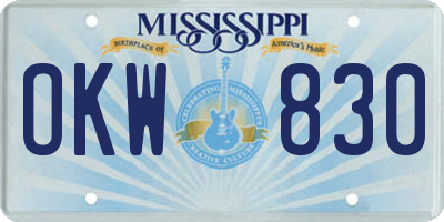 MS license plate OKW830
