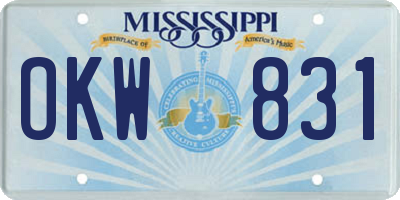 MS license plate OKW831