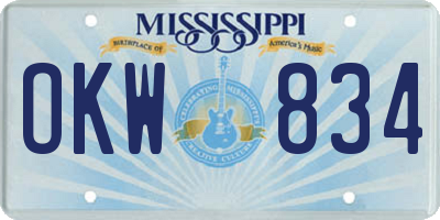 MS license plate OKW834