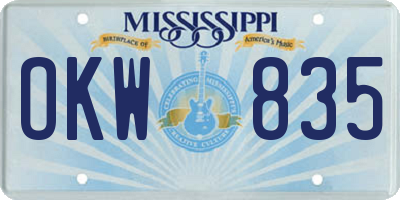MS license plate OKW835