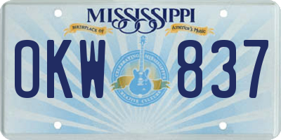 MS license plate OKW837