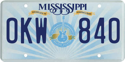 MS license plate OKW840