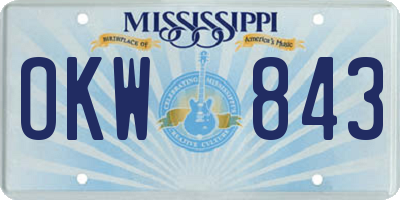 MS license plate OKW843