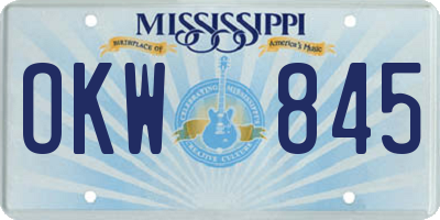MS license plate OKW845