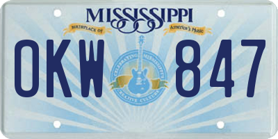 MS license plate OKW847
