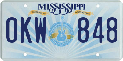 MS license plate OKW848