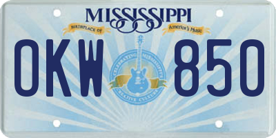 MS license plate OKW850