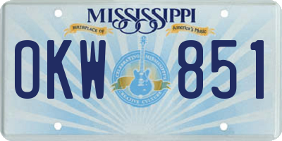 MS license plate OKW851