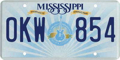 MS license plate OKW854