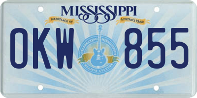 MS license plate OKW855