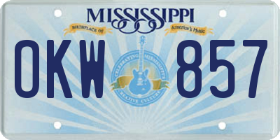 MS license plate OKW857
