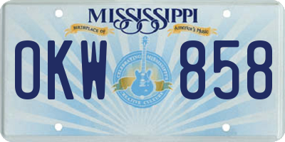 MS license plate OKW858