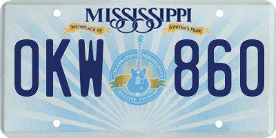 MS license plate OKW860