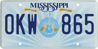 MS license plate OKW865
