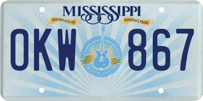 MS license plate OKW867