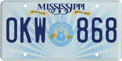 MS license plate OKW868