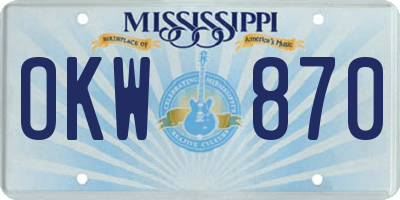 MS license plate OKW870