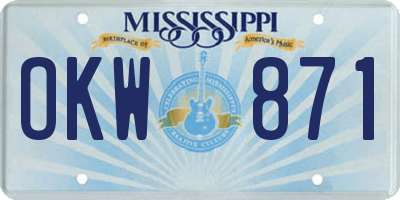 MS license plate OKW871