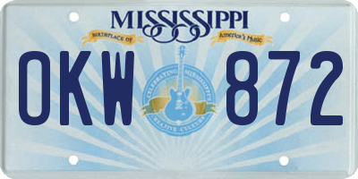 MS license plate OKW872