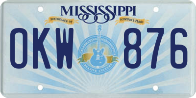 MS license plate OKW876