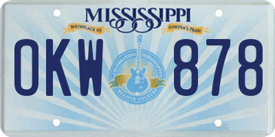 MS license plate OKW878