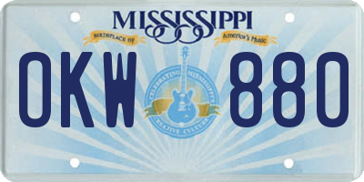 MS license plate OKW880