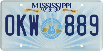 MS license plate OKW889