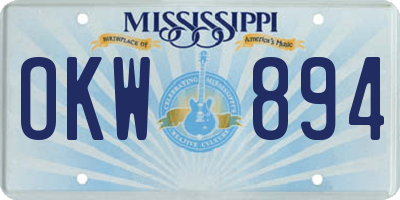 MS license plate OKW894