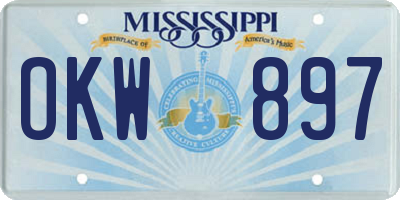 MS license plate OKW897