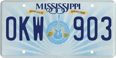 MS license plate OKW903