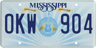 MS license plate OKW904