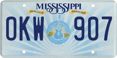 MS license plate OKW907