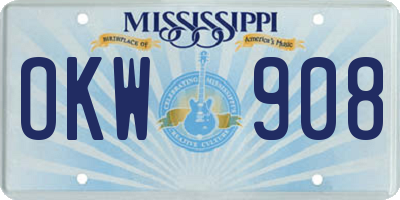 MS license plate OKW908