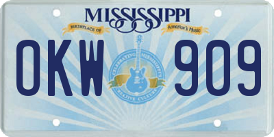 MS license plate OKW909