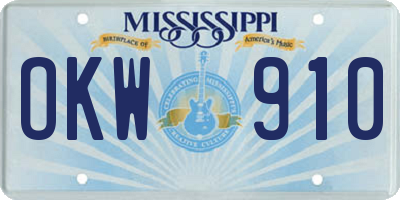 MS license plate OKW910