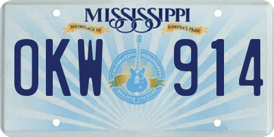 MS license plate OKW914