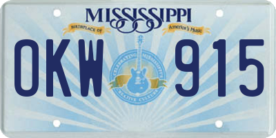 MS license plate OKW915