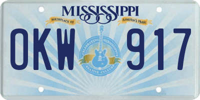 MS license plate OKW917