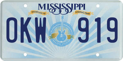 MS license plate OKW919