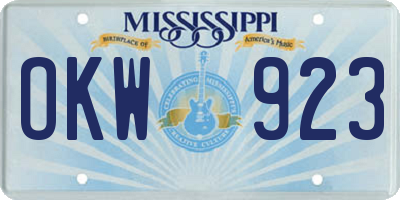 MS license plate OKW923
