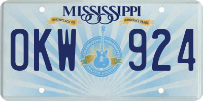 MS license plate OKW924
