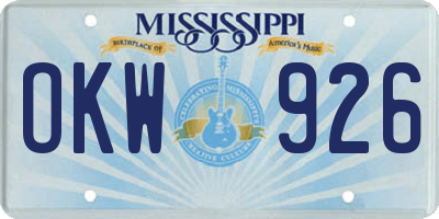 MS license plate OKW926