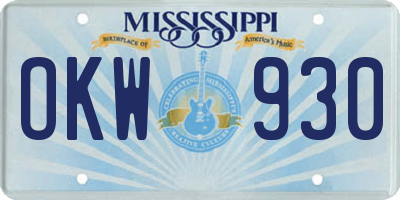 MS license plate OKW930
