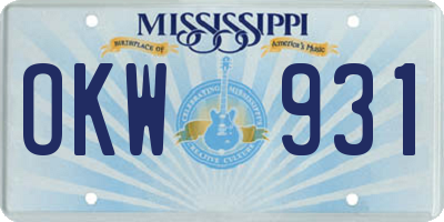 MS license plate OKW931